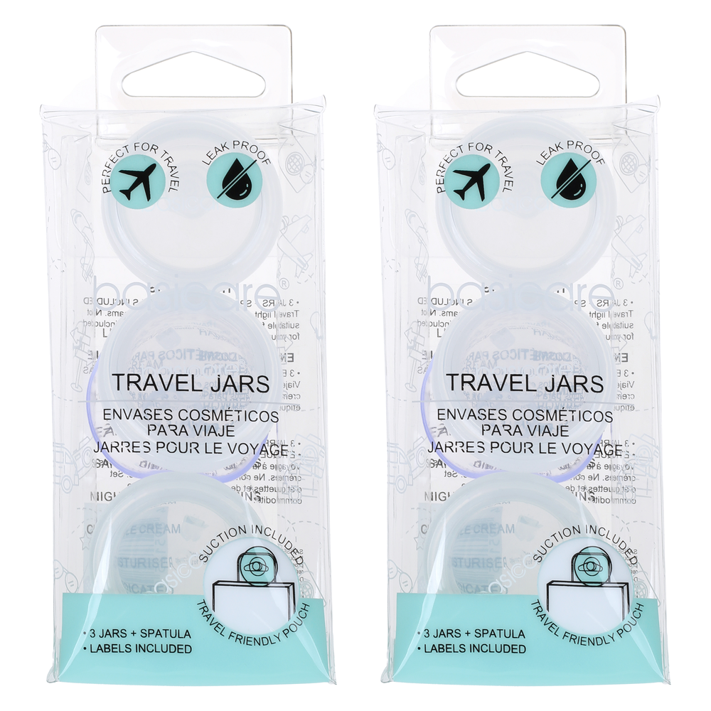 Basicare Travel Jars 10ml Refillable 3 Pack Bundle of 2 Sets