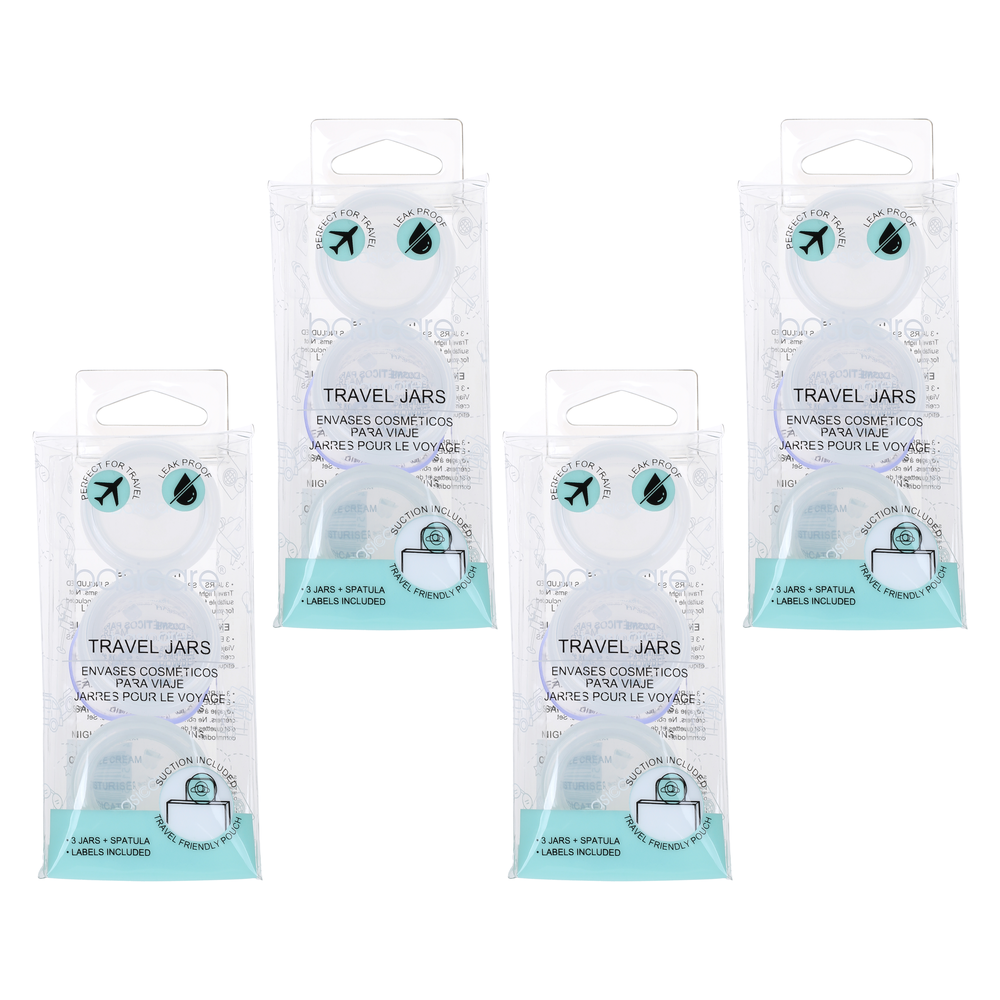 Basicare Travel Jars 4 Pack Refillable Cosmetic Containers 10ml Each