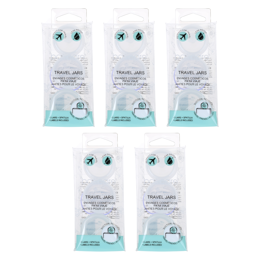 Basicare Travel Jars Set of 3 10ml Bundle of 5 Refillable Cosmetic Containers