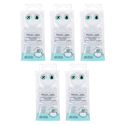Basicare Travel Jars Set of 3 10ml Bundle of 5 Refillable Cosmetic Containers