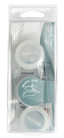 Basicare Travel Jars Set of 3 Refillable Cosmetic Containers 10ml Each
