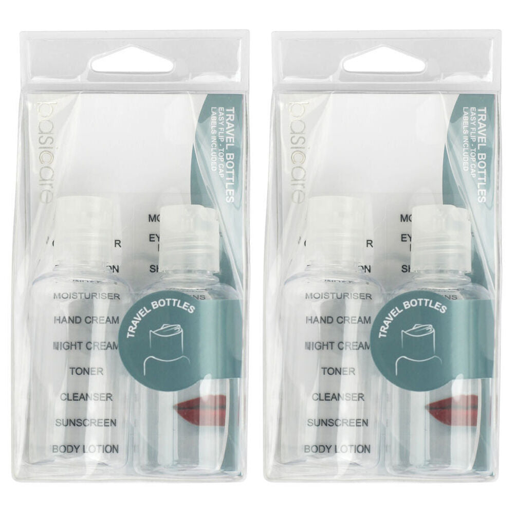 Basicare Travel Bottles Set of 2 Refillable 80ml with Label Stickers