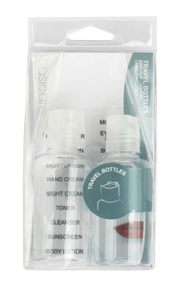 Basicare 2-Piece Travel Bottles 80ml With Stickers