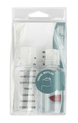 Basicare Travel Bottles Set of 2 Refillable 80ml With Stickers for Labelling