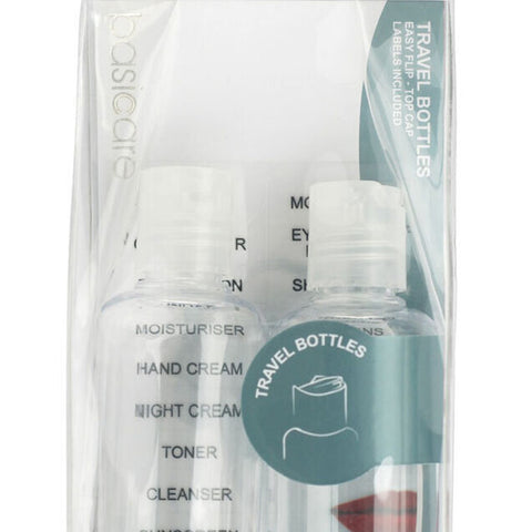 Basicare Travel Bottles Set of 2 Refillable 80ml With Stickers for Labelling
