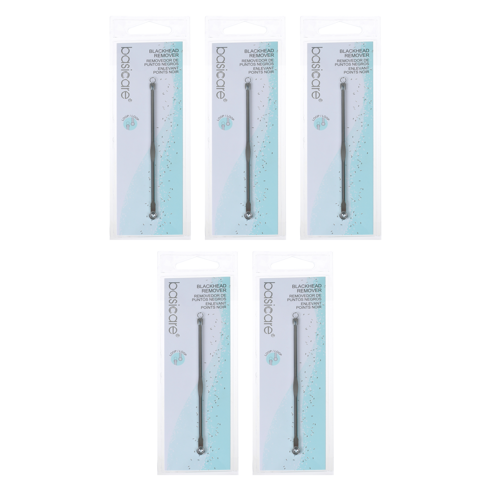 Basicare Blackhead Remover Stainless Steel Double Ended Facial Tool 5 Pack