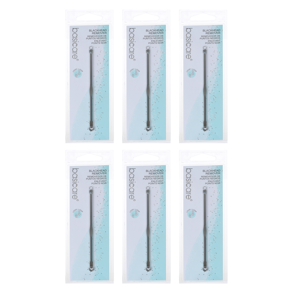 Basicare 6 Pack Blackhead Remover Stainless Steel Double Ended Facial Tool