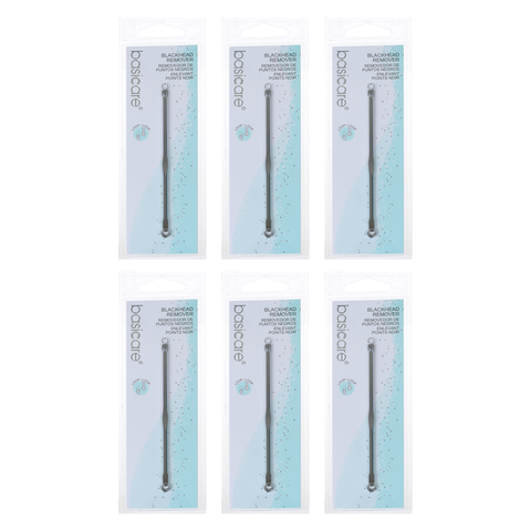 Basicare 6 Pack Blackhead Remover Stainless Steel Double Ended Facial Tool
