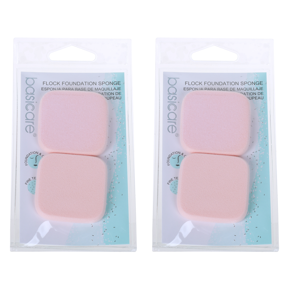 Basicare 2 Piece Flock Foundation Sponge Set Smooth Application 2 Pack