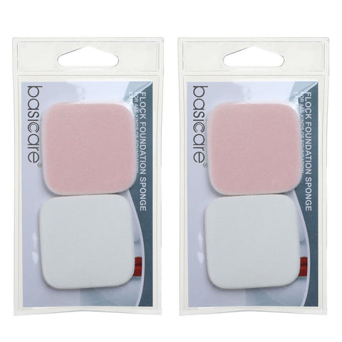 Basicare 2 Piece Flock Foundation Sponge Set Smooth Application 2 Pack