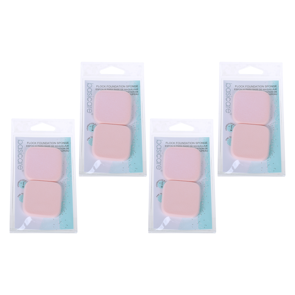 Basicare 2 Piece Flock Foundation Sponge Set Bundle of 4