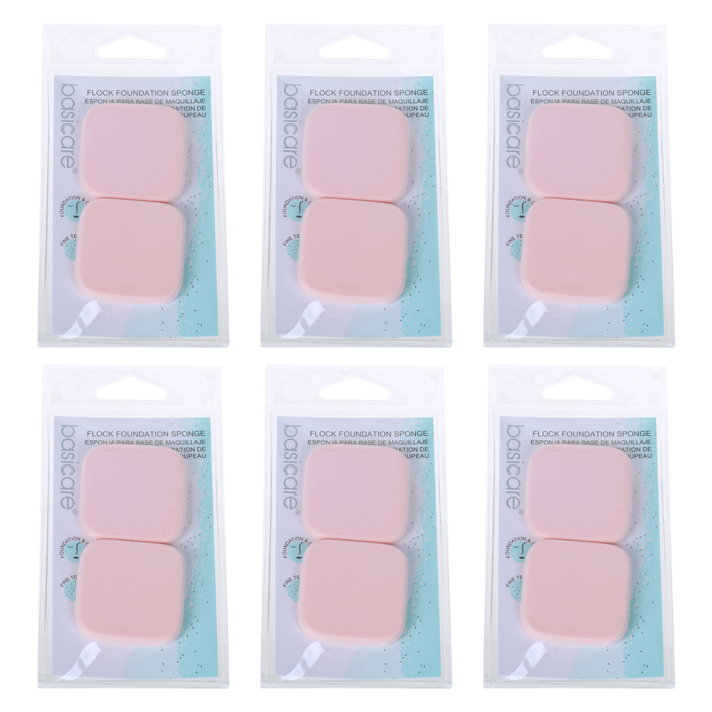 Basicare 2 Piece Flock Foundation Sponge Bundle of 6 Makeup Sponges