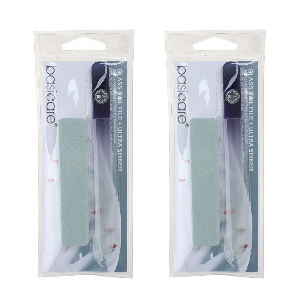 Basicare Glass Nail File Medium Pack of 2 Extra Fine Smooth Edge Professional