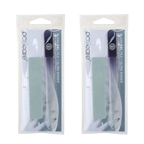 Basicare Glass Nail File Medium Pack of 2 Extra Fine Smooth Edge Professional