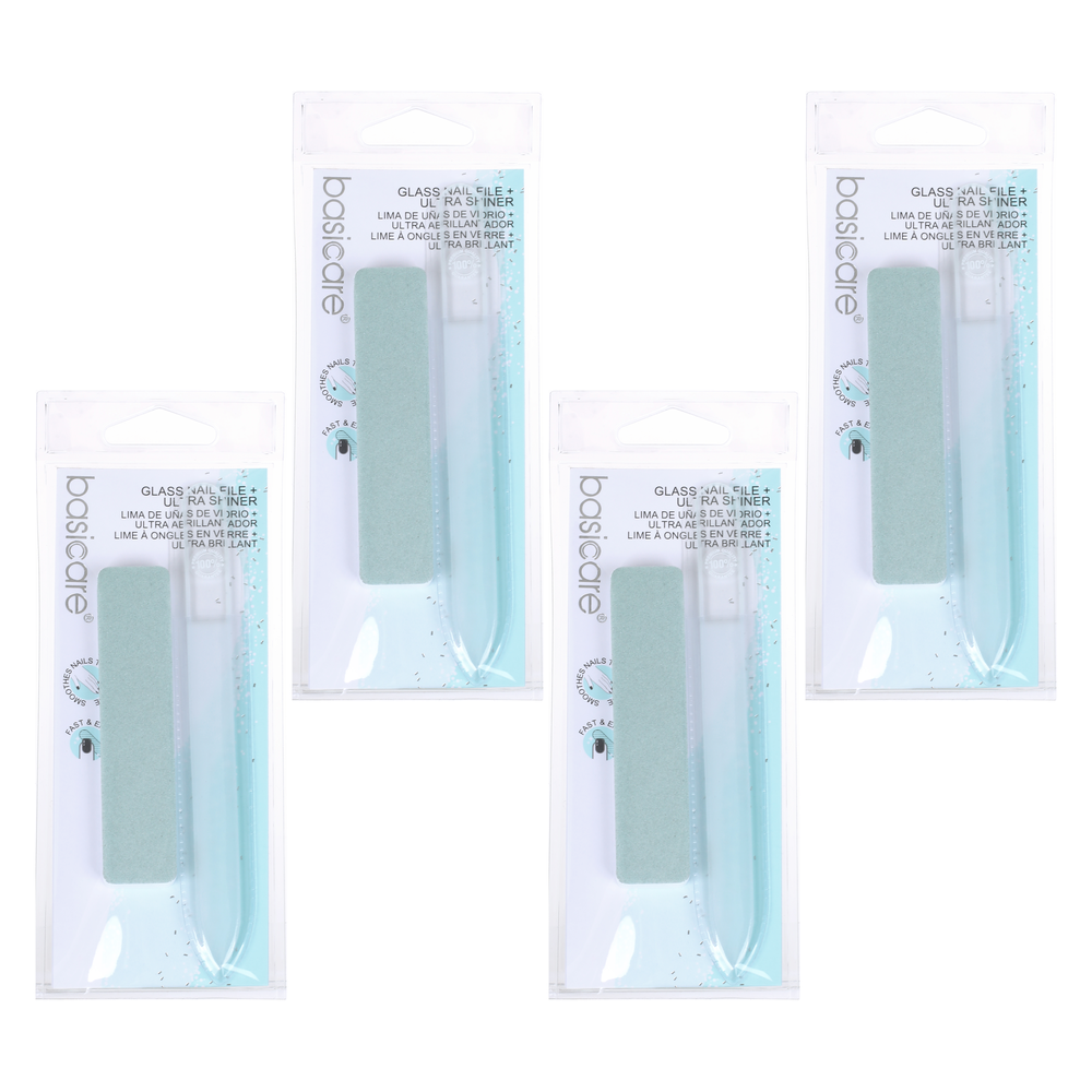 Basicare Glass Nail File Medium Bundle of 4 Professional Extra Fine Edge
