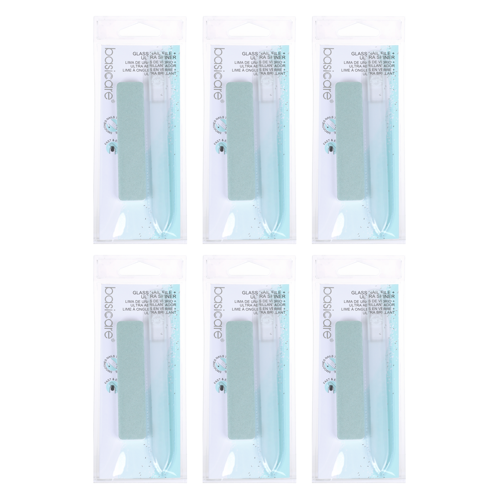 Basicare Glass Nail File Medium 6 Pack Professional Extra Fine Edge