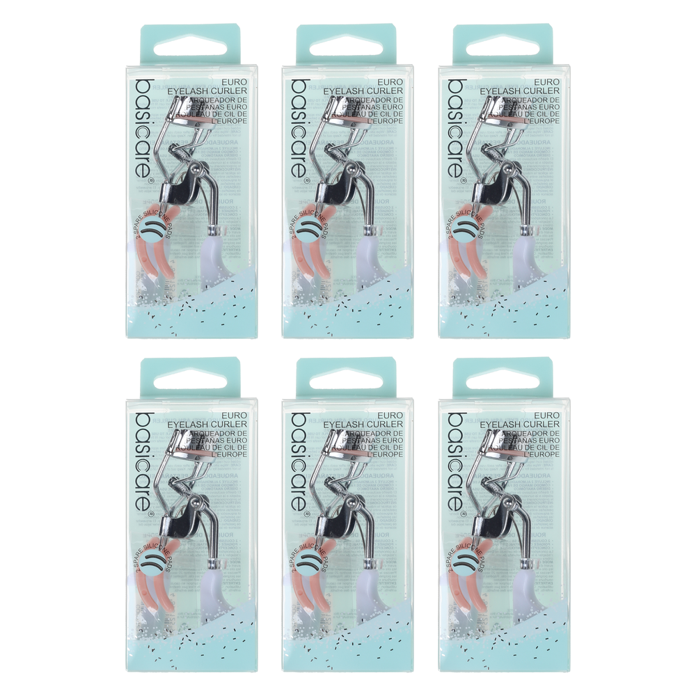 Basicare Euro Eyelash Curler 6 Pack with Spare Rubber Pads