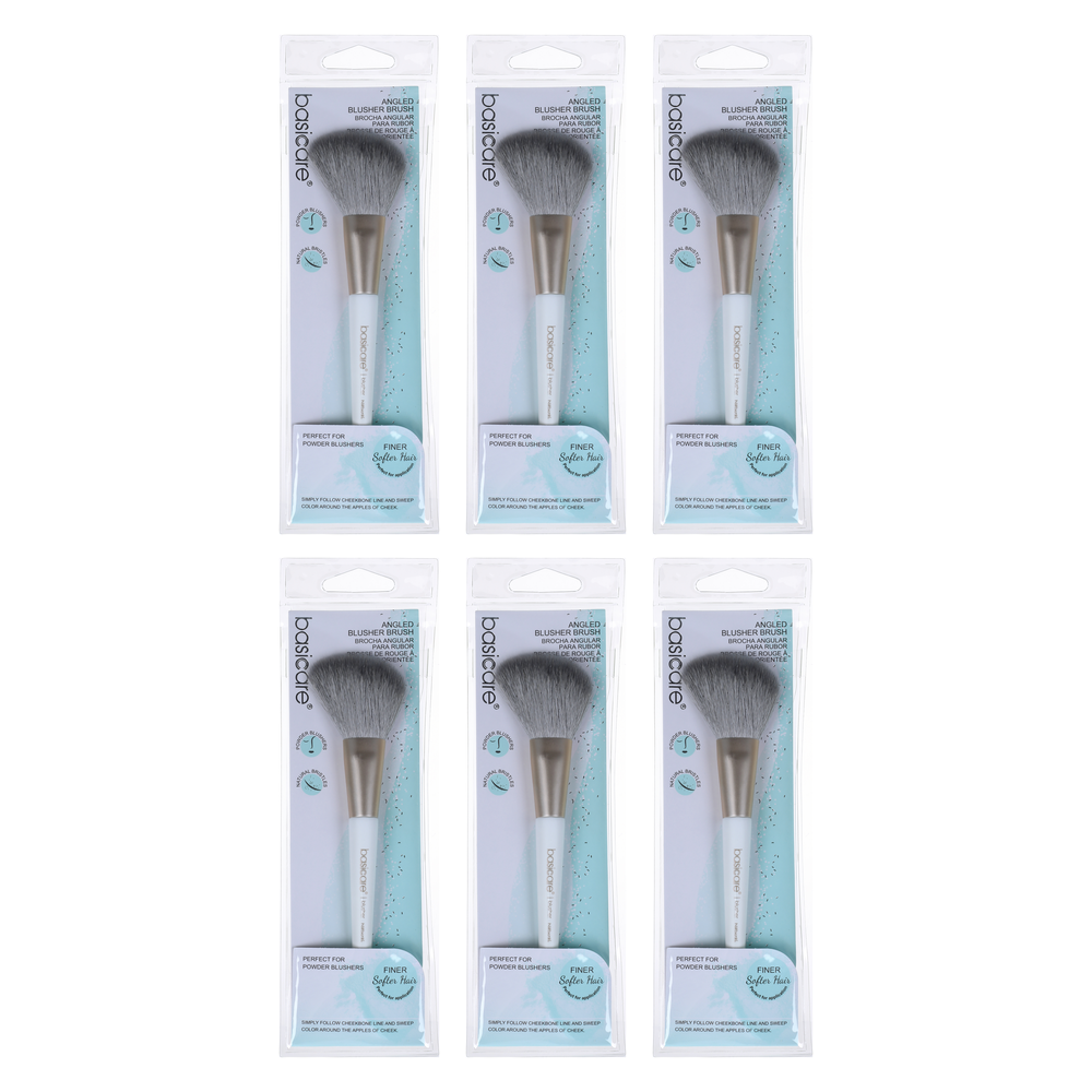 Basicare Angled Blush Makeup Brush Natural Bristles Bundle of 6