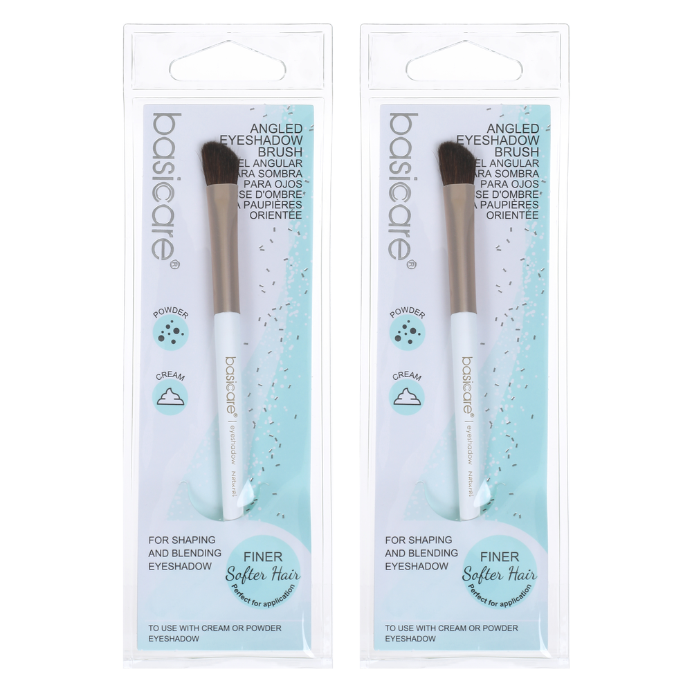 Basicare Angled Eyeshadow Brush Natural Bristles Precise Eye Makeup x2