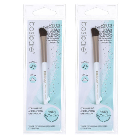 Basicare Angled Eyeshadow Brush Natural Bristles Precise Eye Makeup x2