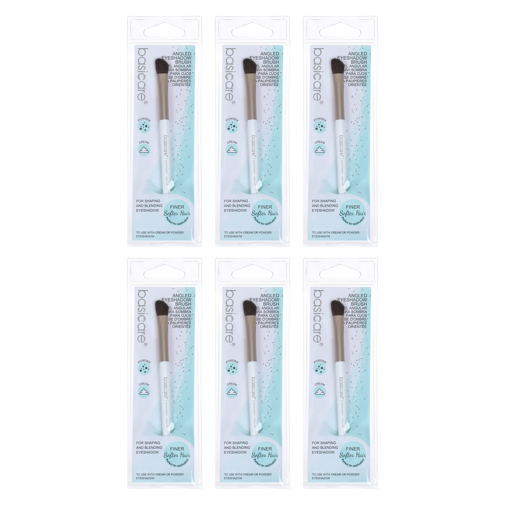 Basicare Angled Eyeshadow Brush Pack of 6 Natural Bristles Precise Makeup