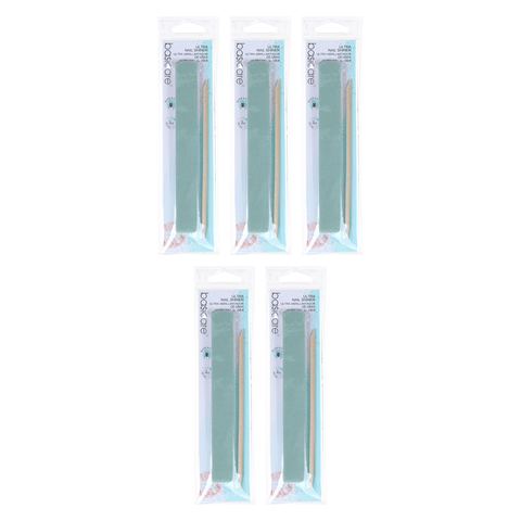 Basicare Ultra Nail Shiner 2 Piece Set Bundle of 5 with Cuticle Stick