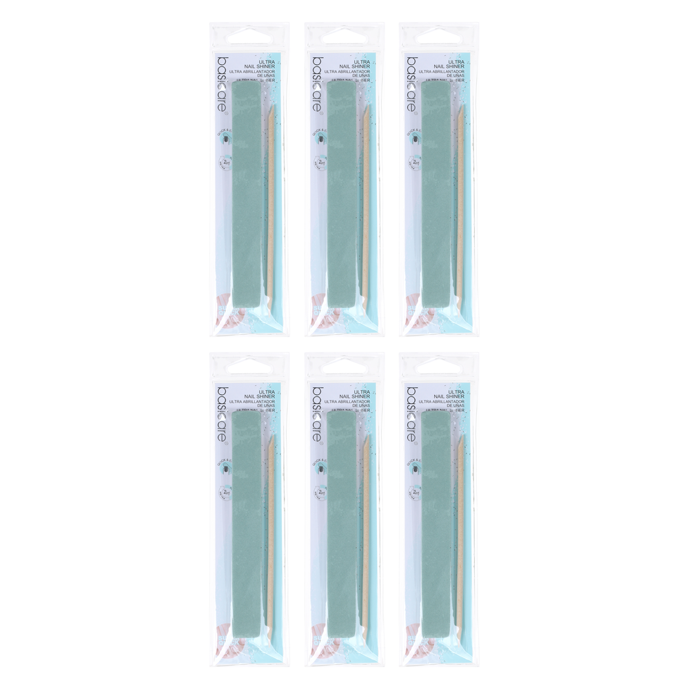 Basicare Ultra Nail Shiner 2 Piece with Cuticle Stick Bundle of 6