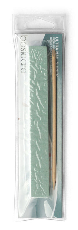 Basicare Ultra Nail Shiner Set 2 Piece with Cuticle Stick for Smooth Nails