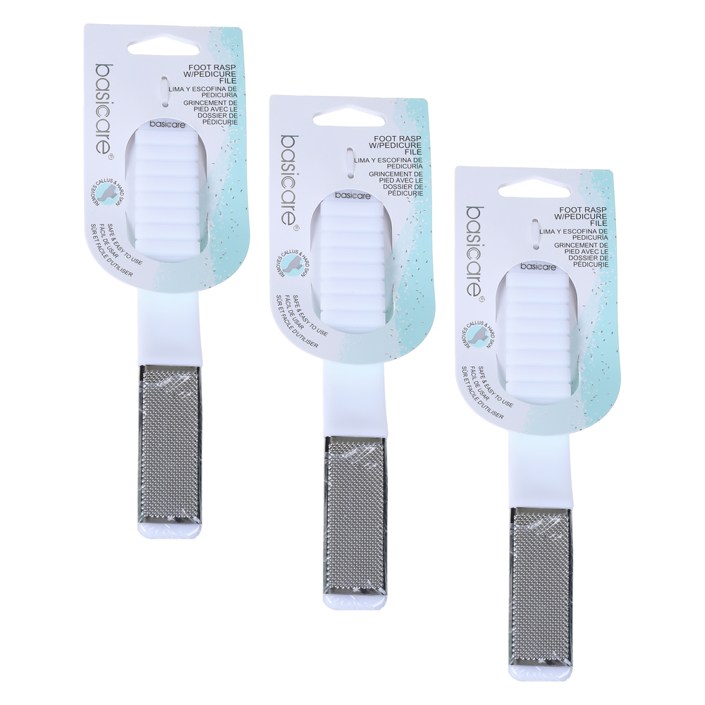 Basicare Foot Rasp Pedicure File 3 Pack Callus Remover Tool