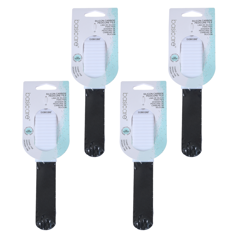 Basicare Silicone Carbide Pedicure File 4 Pack Callus Hard Skin Remover