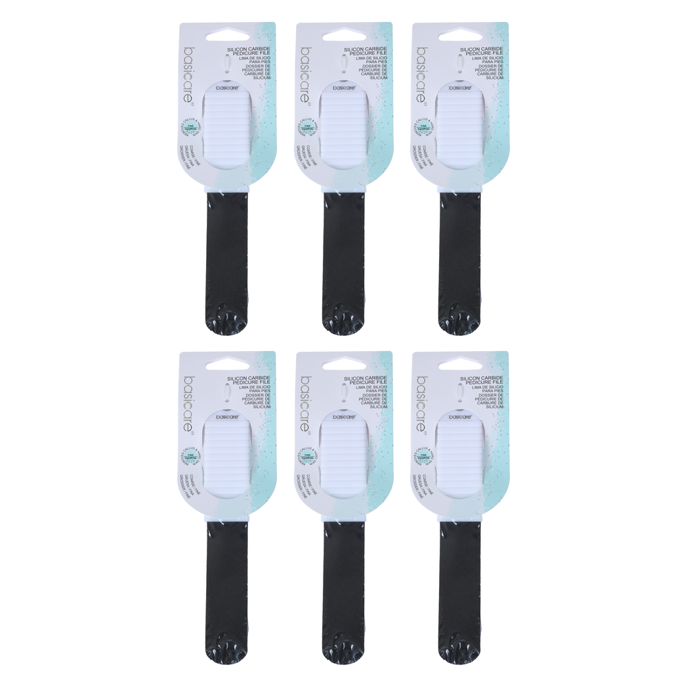Basicare Silicone Carbide Pedicure File 6 Pack Bundle for Callus Removal