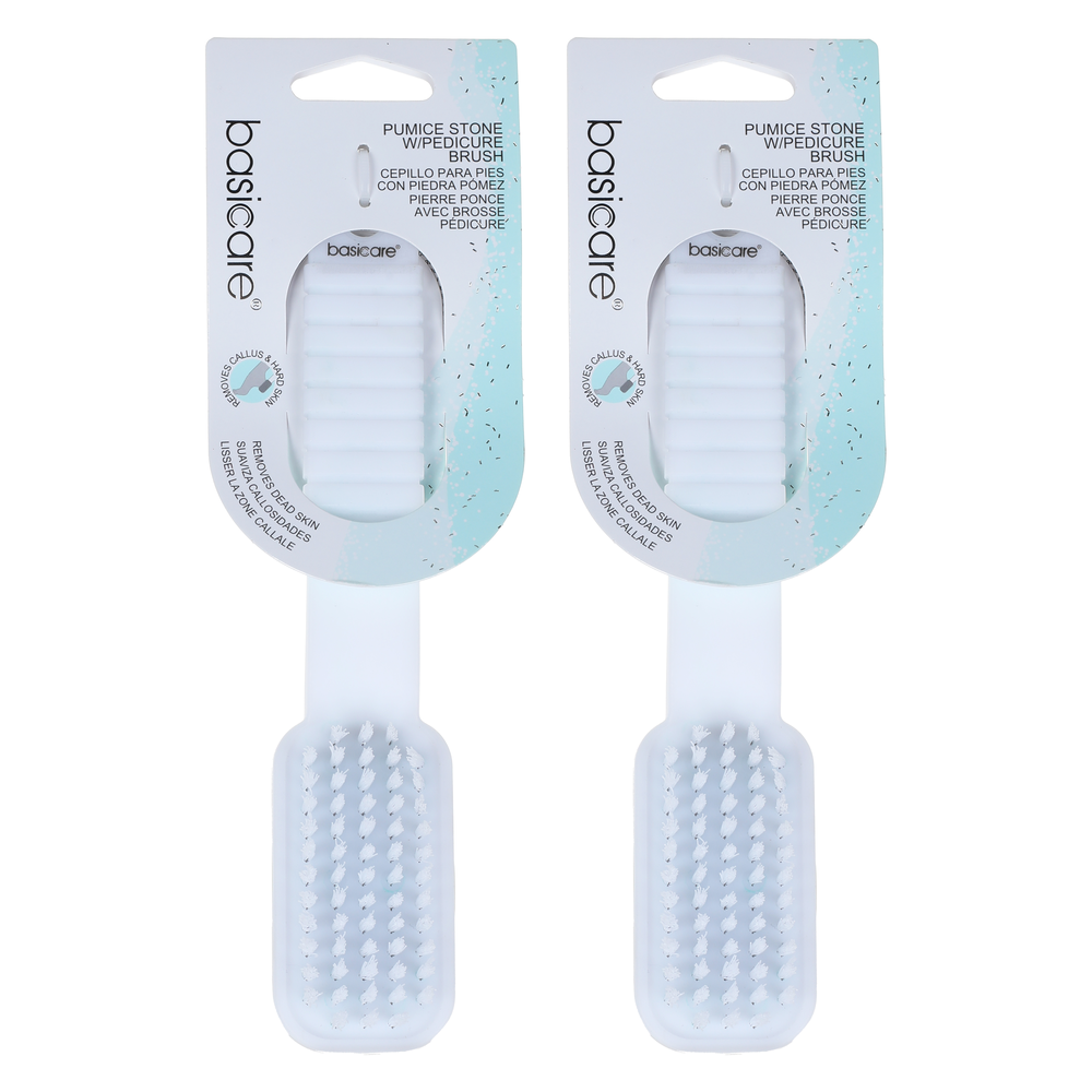 Basicare Pumice Stone Pedicure Brush White x 2 Foot Callus Remover
