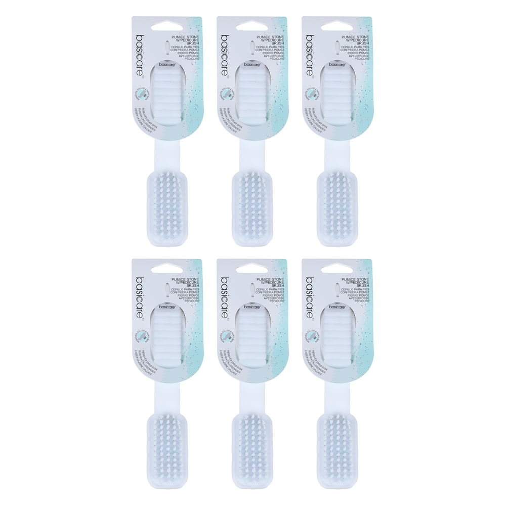 Basicare Pumice Stone with Pedicure Brush White Bundle of 6