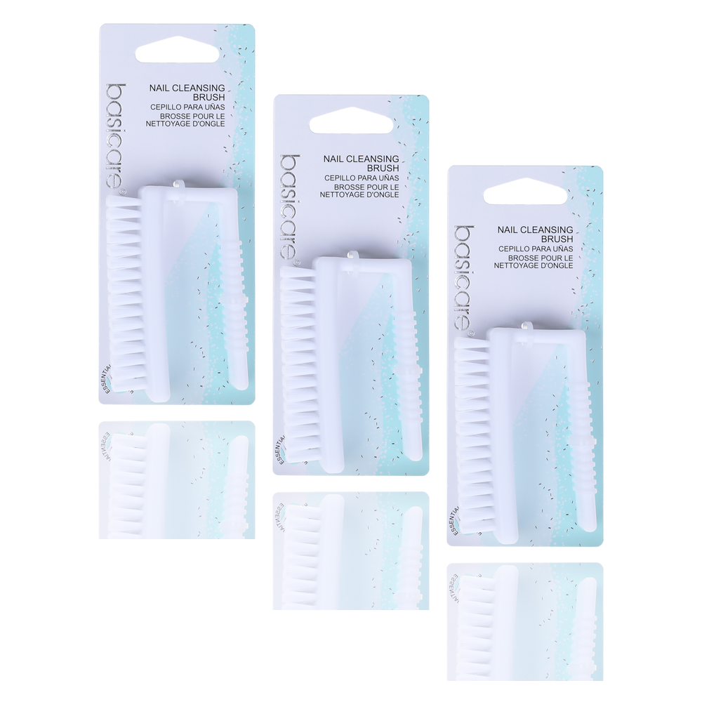 Basicare Nail Cleansing Brush White 8cm 3 Pack Manicure Pedicure Nail Care