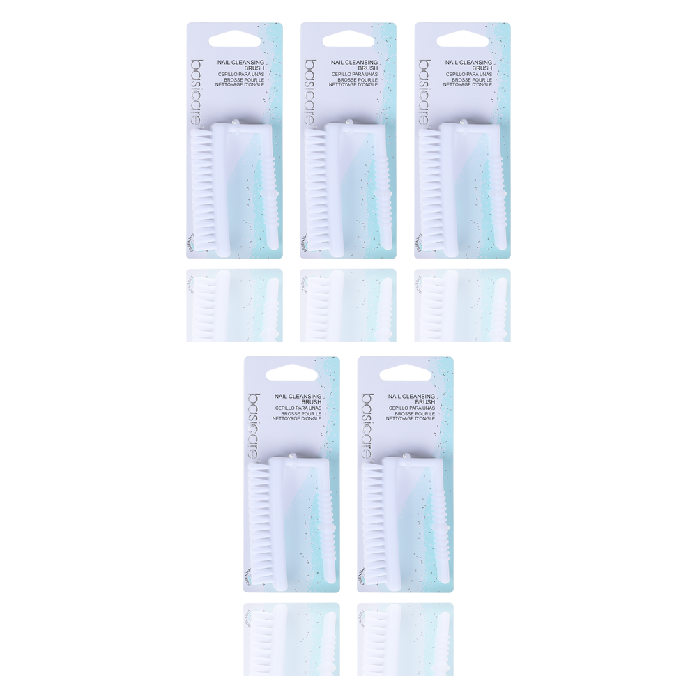 Basicare Nail Cleansing Brush White 8cm Bundle of 5 for Manicure Pedicure