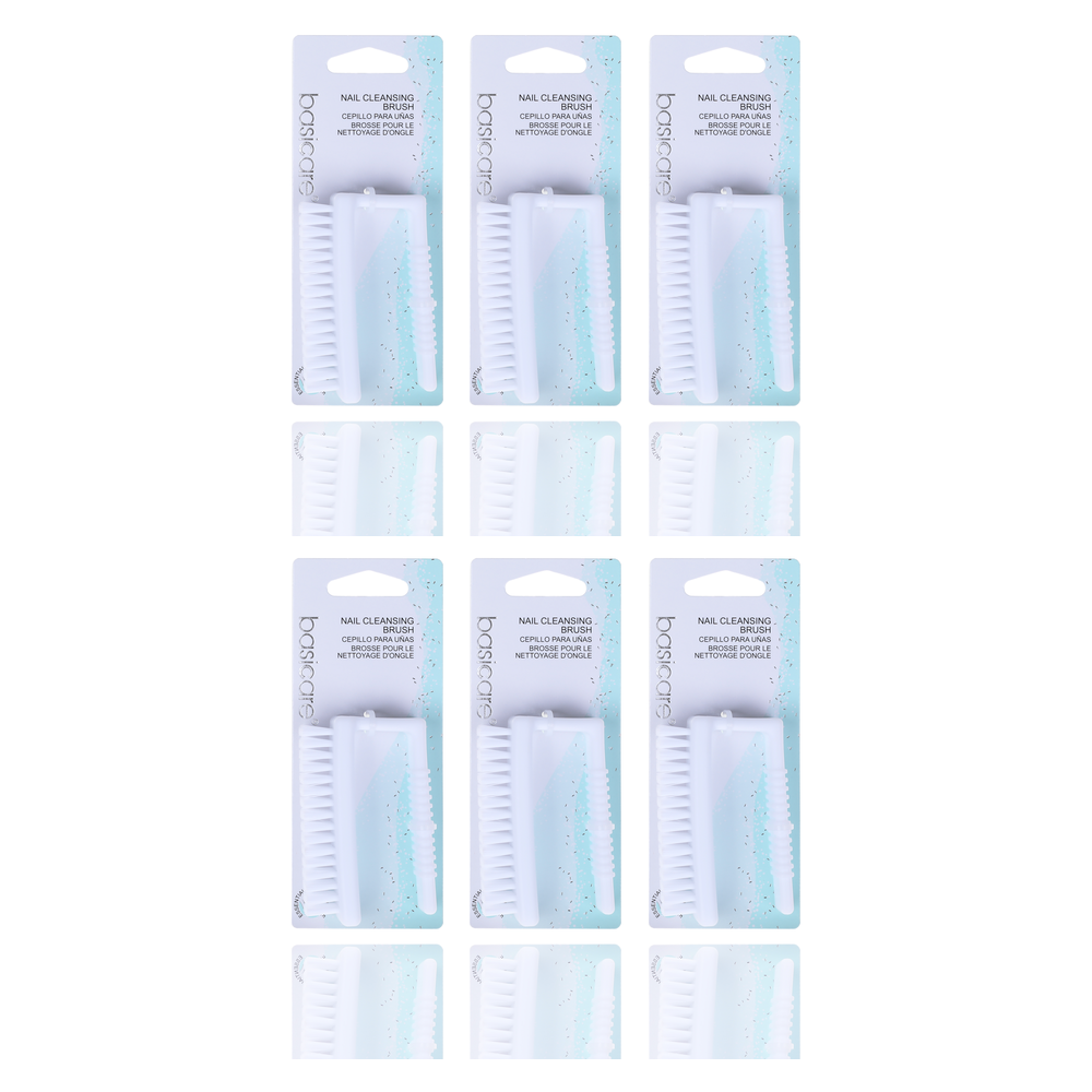Basicare Nail Cleansing Brush White 8cm Bundle of 6 Manicure Pedicure