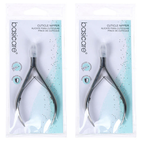 Basicare Cuticle Nipper 4.2 Inch Stainless Steel Manicure Tool Double Spring x2