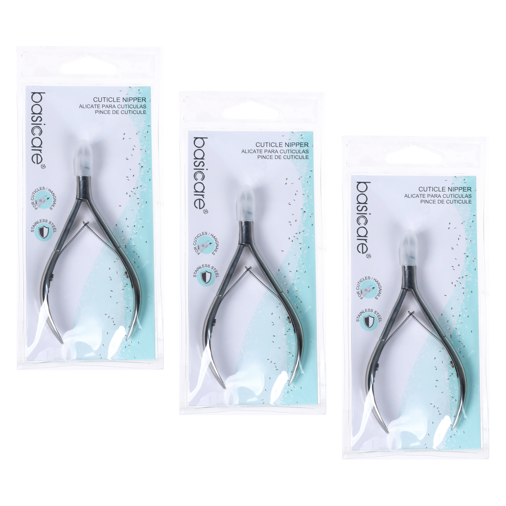 Basicare Cuticle Nipper 4.2 Inch Stainless Steel Bundle of 3 Manicure Tools