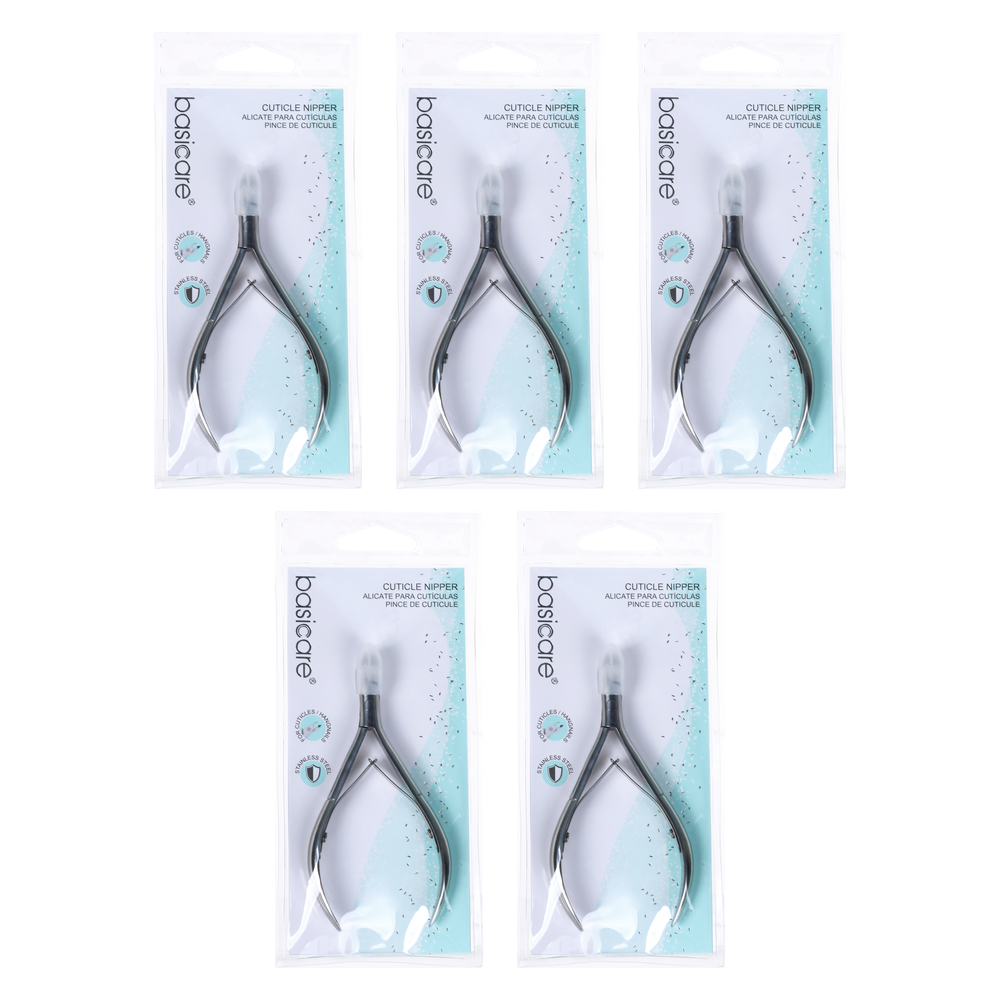Basicare Cuticle Nipper 4.2 Inch Stainless Steel 5 Pack Manicure Tool