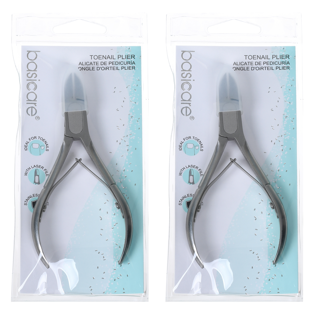 Basicare Toenail Plier 4.7 Inch Stainless Steel Pedicure Tool Twin Pack