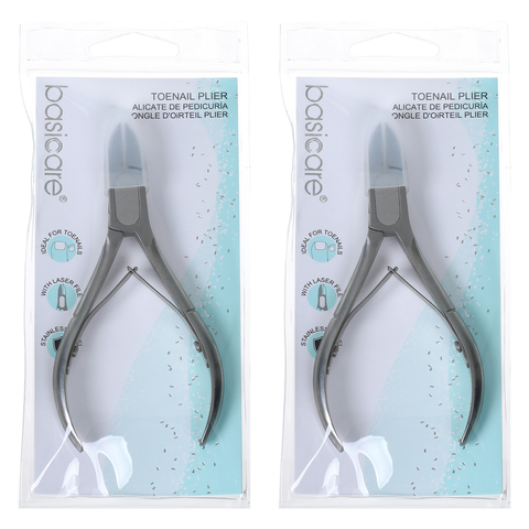 Basicare Toenail Plier 4.7 Inch Stainless Steel Pedicure Tool Twin Pack