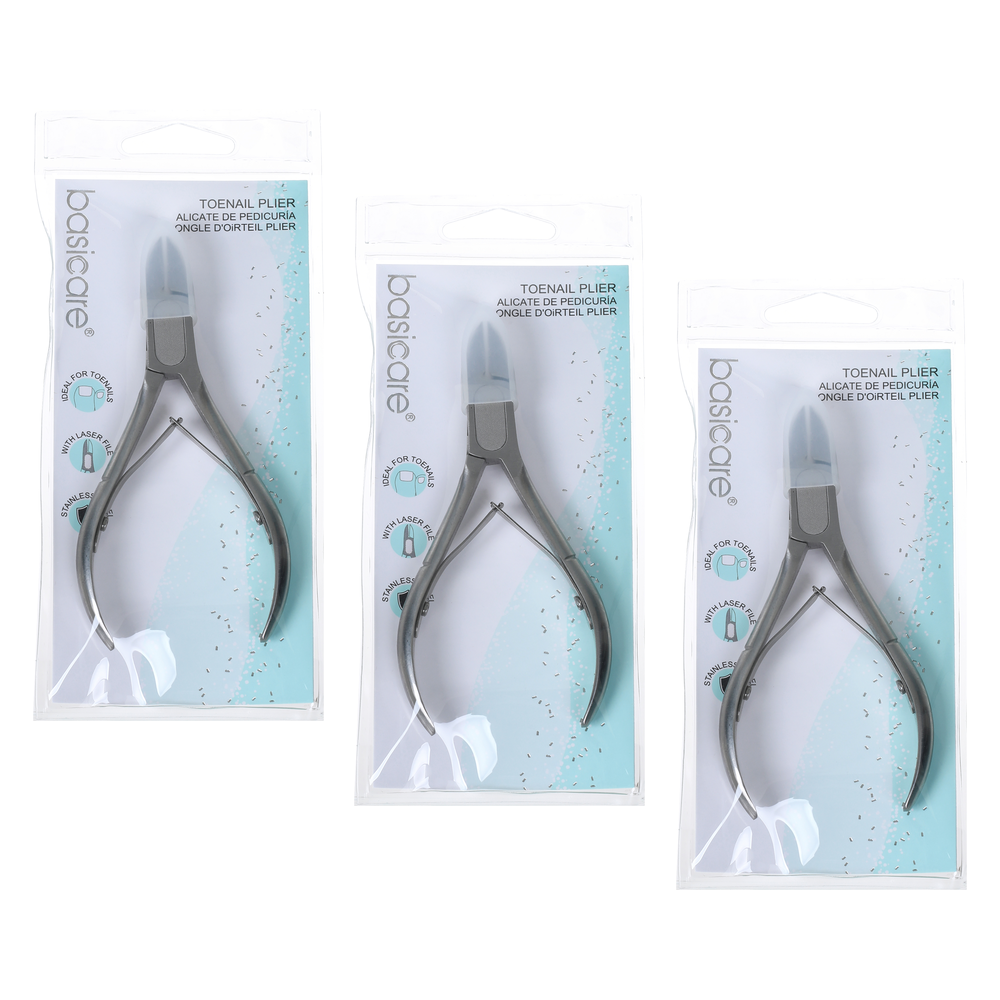 Basicare Toenail Plier 4.7 Inch Stainless Steel Pack of 3