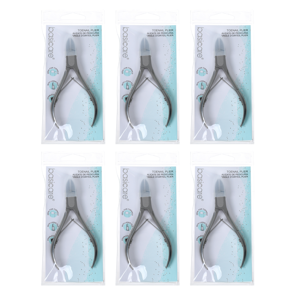 Basicare Toenail Plier 4.7 Inch Stainless Steel Pedicure Tool 6 Pack