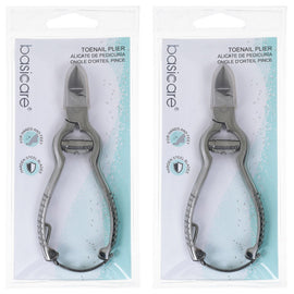 Basicare Toenail Pliers Stainless Steel Pedicure Nail Care Tool Twin Pack