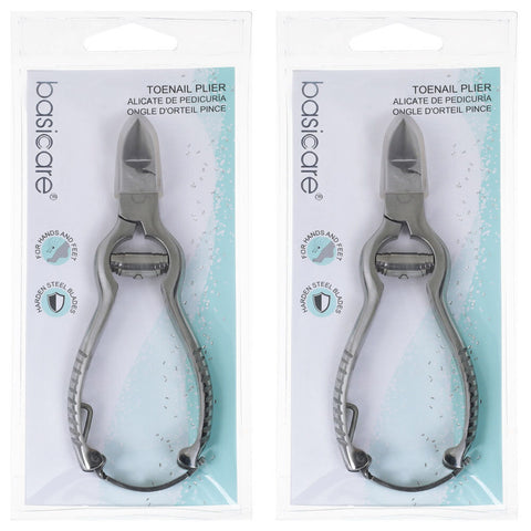Basicare Toenail Pliers Stainless Steel Pedicure Nail Care Tool Twin Pack