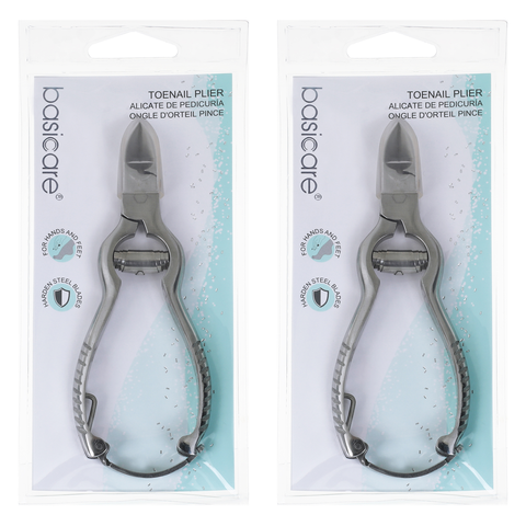 Basicare Toenail Pliers Stainless Steel Pedicure Nail Care Tool Twin Pack