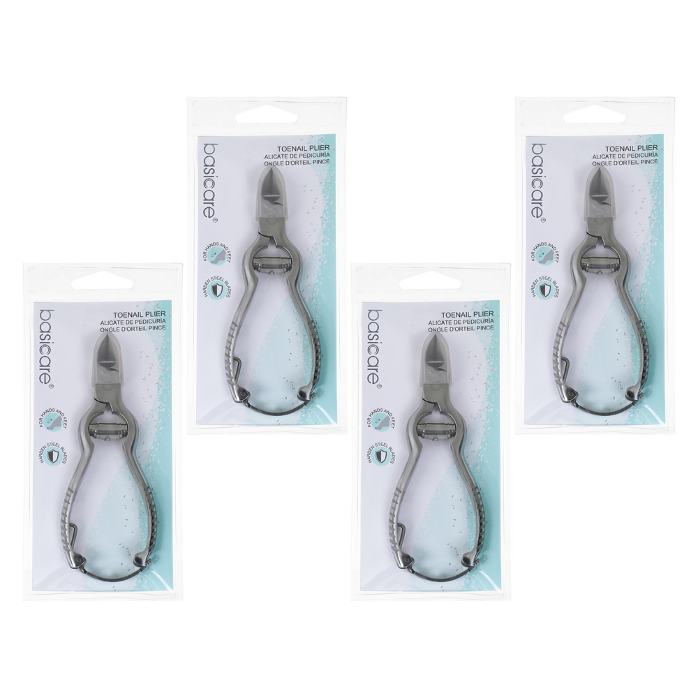 Basicare Toenail Pliers Stainless Steel Pedicure Tool Bundle 4 Pack
