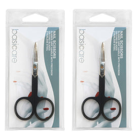 Basicare Stainless Steel Nail Scissors Rubber Grip Precision Grooming Tool 2 Pack