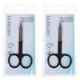 Basicare Stainless Steel Nail Scissors Rubber Grip Precision Grooming Tool 2 Pack