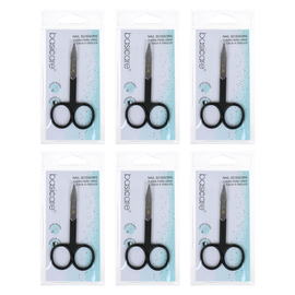 Basicare Stainless Steel Nail Scissors Rubber Grip Bundle of 6
